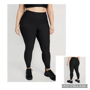 NWT Old Navy Active 7/8 Ankle Powersoft Black High-Rise Leggings Go-Dry XXL